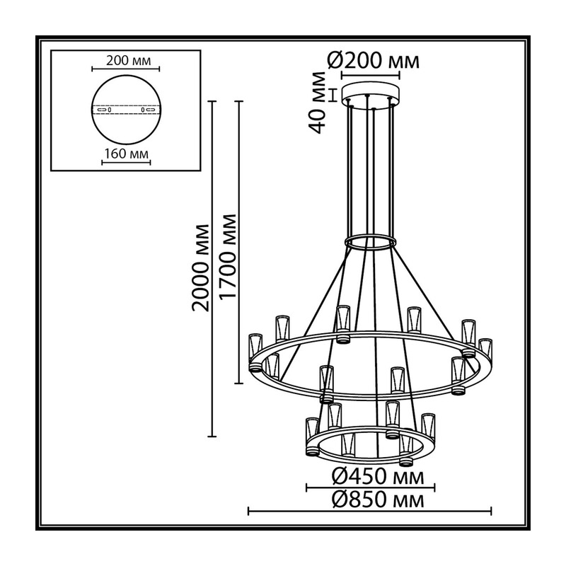 7144/110L HIGHTECH ODL26 515 Подвесной светильник античная бронза/акрилл/металл IP20 LED 93W 5960Лм 3000K 180° 220V DEFANCE 3