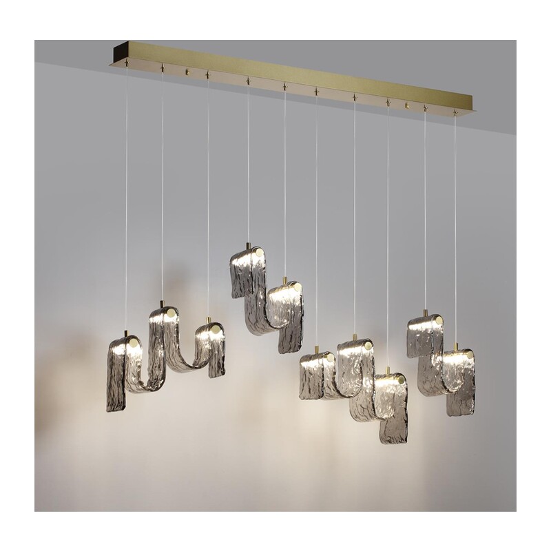 5106/52L L-VISION ODL26 549 брашинг/дымчатый металл/стекло Люстра линейная LED x 52W 4000K FLOW 3