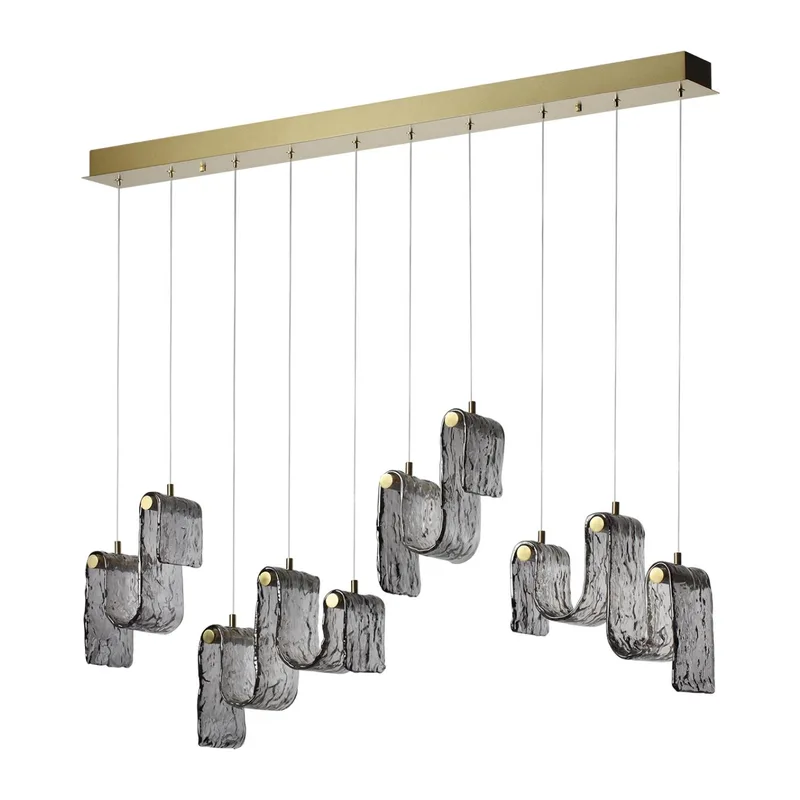 5106/52L L-VISION ODL26 549 брашинг/дымчатый металл/стекло Люстра линейная LED x 52W 4000K FLOW 2