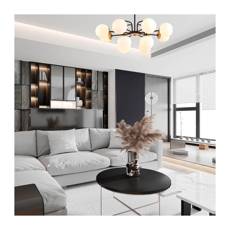 8375/9C MODERNI LN26 172 черный/латунь/белый, металл/стекло Люстра потолочная E27 9*60W 220V ELRONA 5
