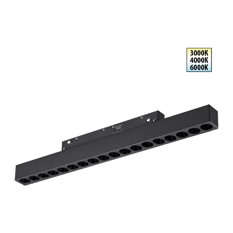 359623 SHINO NT25 158 черный Трековый светильник для низков. шинопровода с переключ. цв. темпер. IP20 LED 3000К\4000К\6000К 18W 48V FLUM