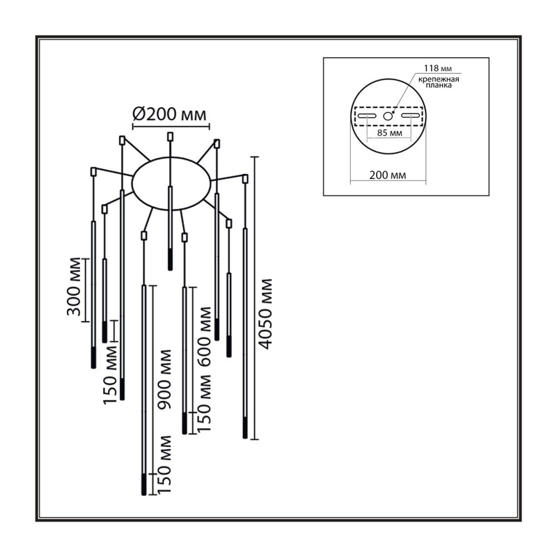 8400/27L LEDIO LN26 000 черный/белый, металл/акрил Люстра LED 27W 3000K 220V STICK 2