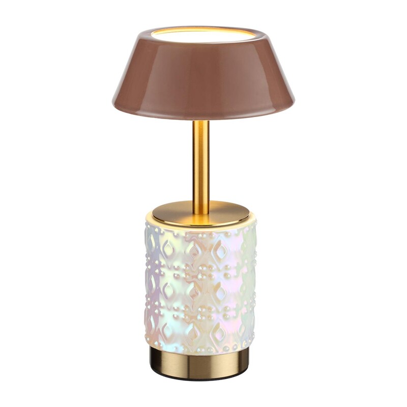 5454/6TL L-VISION ODL_EX26 010 светлая бронза/кофейный/жемчужный/металл/керамика Настольная лампа беспроводная LED*6W 3000K LULU