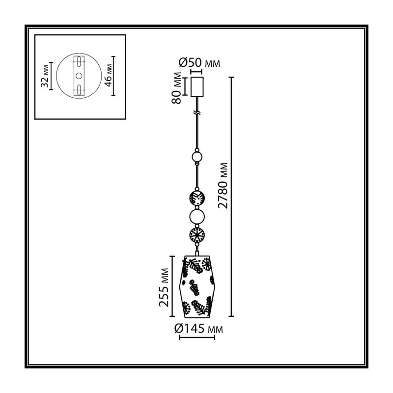 5444/1 PENDANT ODL_EX26 031 бежевый/античная бронза/металл/керамика Подвес E27 1*40W KARELIA 2