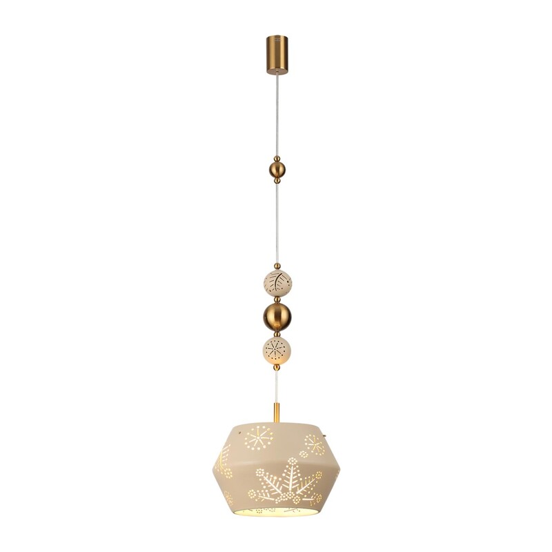 5444/1A PENDANT ODL_EX26 031 бежевый/античная бронза/металл/керамика Подвес E27 1*40W KARELIA