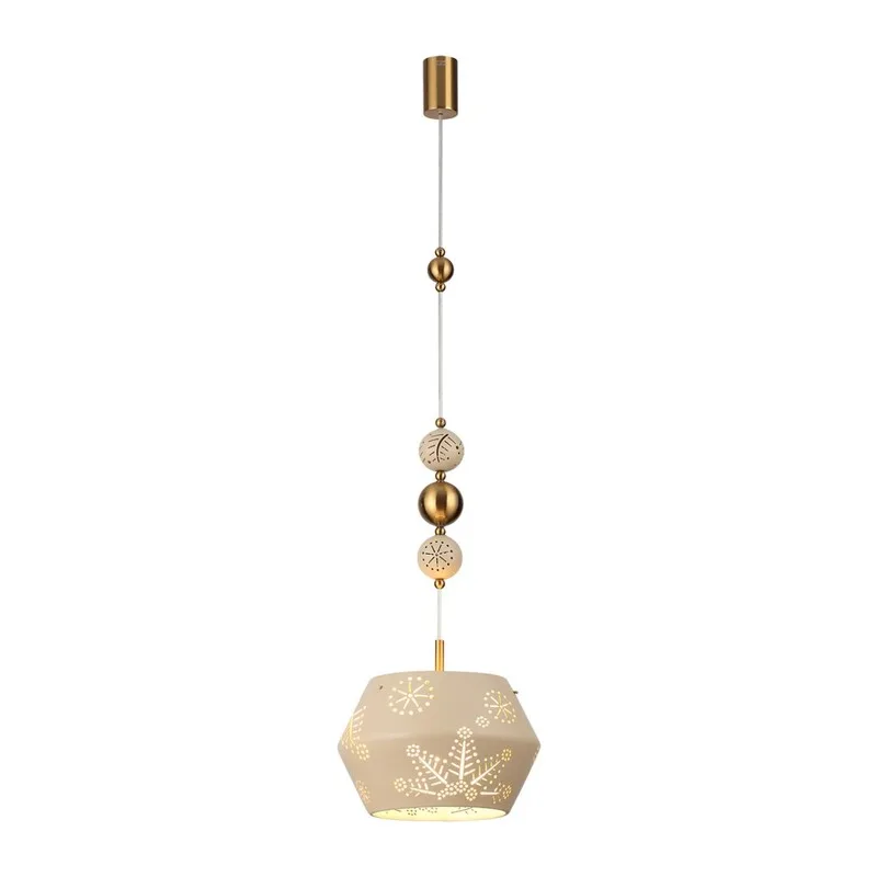 5444/1A PENDANT ODL_EX26 031 бежевый/античная бронза/металл/керамика Подвес E27 1*40W KARELIA