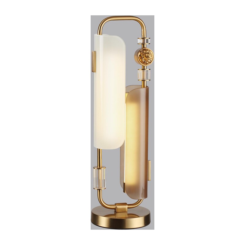 5467/10TL MODERN ODL_EX26 049 белый/коричневый/античная бронза/металл/стекло/декор металл Настольная лампа LED 10W (5W*2) 2700K LION 3