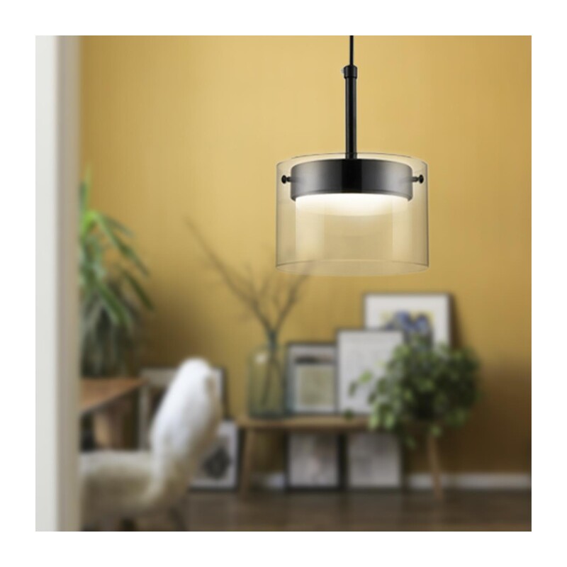 8232/1Y УЦЕНКА(НЕВОЗВРАТНЫЙ ТОВАР) COMFI LN25 000 черный/прозрачный, металл/стекло Подвес LED GX70 1*10W 220V NATALINA 5