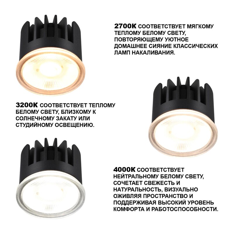 359813 DIOD NT25 486 черный Модуль светодиодный с переключ. цв. температуры и мощности IP20 LED 6/8/10W 180-265V 2700К\3200К\4000К MOD