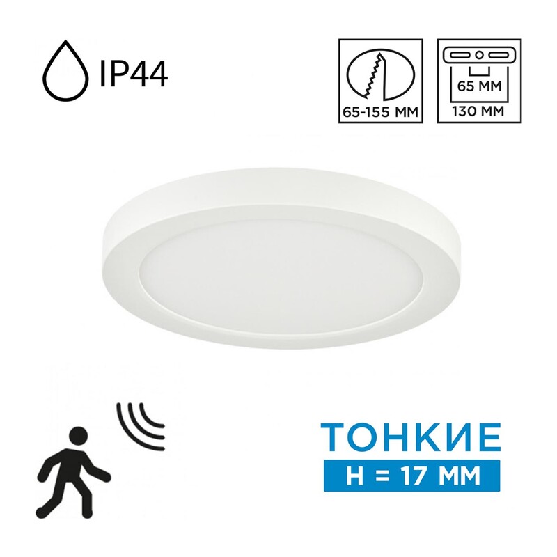 7790/12L MITRA LED SN 000 Светильник пластик/белый LED 12Вт 3000/4000/6500К D170 IP44 CCT/датчик движения NEBULA WHITE