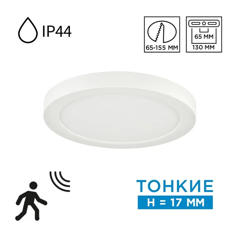 7790/12L MITRA LED SN 000 Светильник пластик/белый LED 12Вт 3000/4000/6500К D170 IP44 CCT/датчик движения NEBULA WHITE
