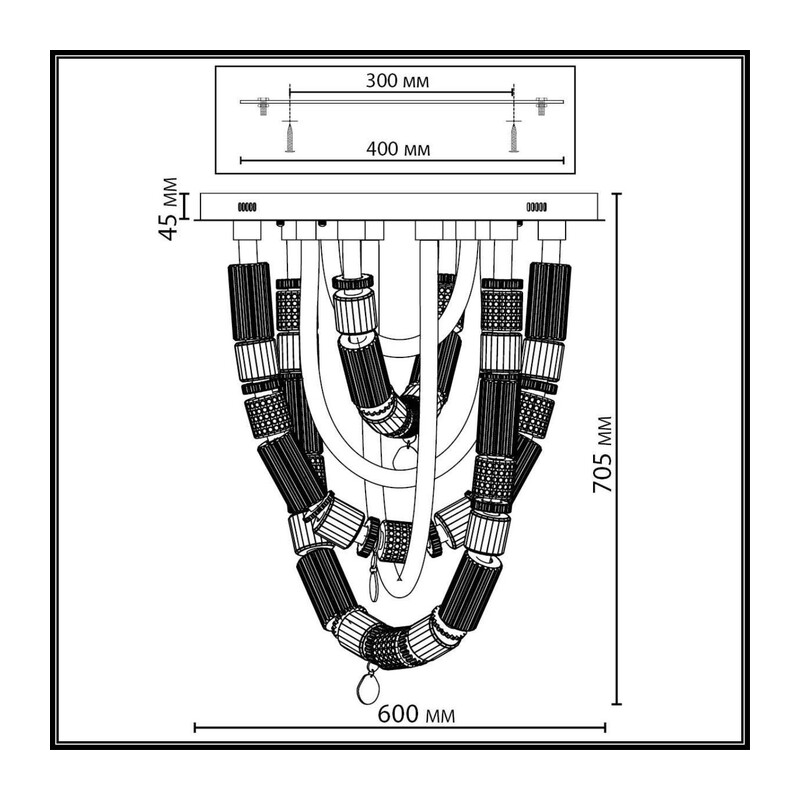 5455/80CL L-VISION ODL_EX26 043 сатин.латунь/терракот/черный Люстра потолочная LED 80W 4000K COLLIER 2