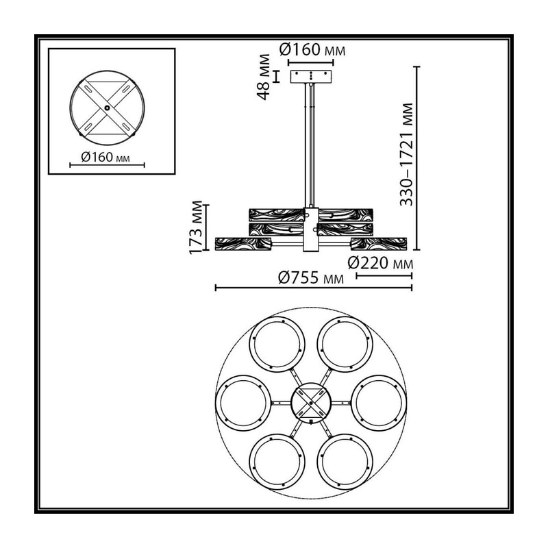 5450/99LA L-VISION ODL_EX26 019 зеленый/античная бронза/металл/керамика/акрил Люстра LED 99W 2000К/3000K/4000K RIVIERA 3