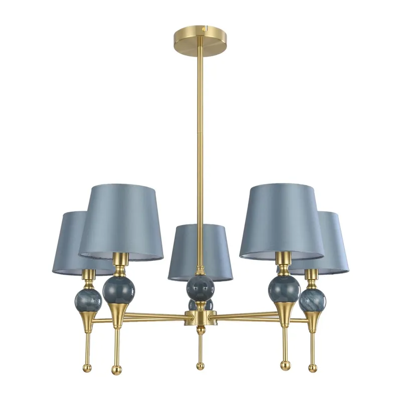 8416/5 CLASSI LN27 039  латунь/синий, металл/стекло/текстиль Люстра Е14 5*40W 220V ELETRA 3
