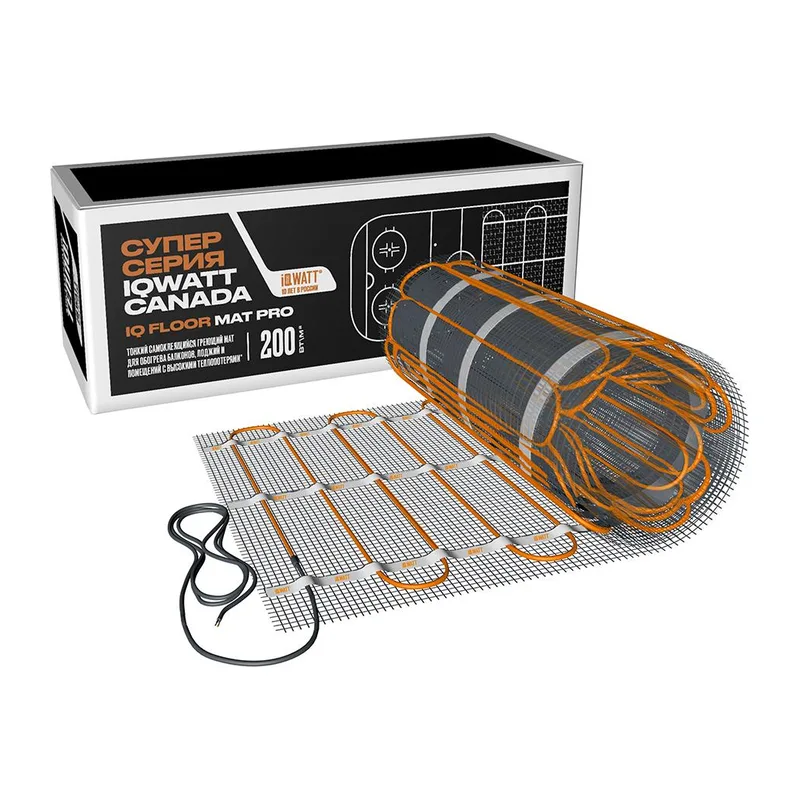 Тонкий самоклеящийся греющий мат IQ FLOOR MAT PRO 200 Вт/м.кв. - 9,0 м²