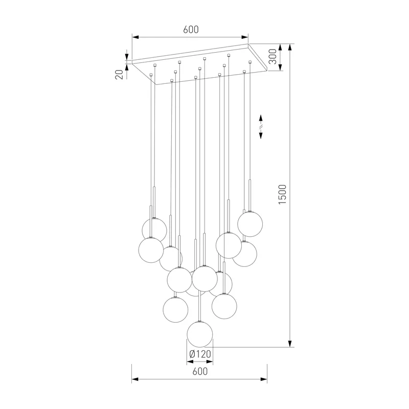 Подвесной светильник со стеклянными плафонами 10079 Martin TK Lighting 4
