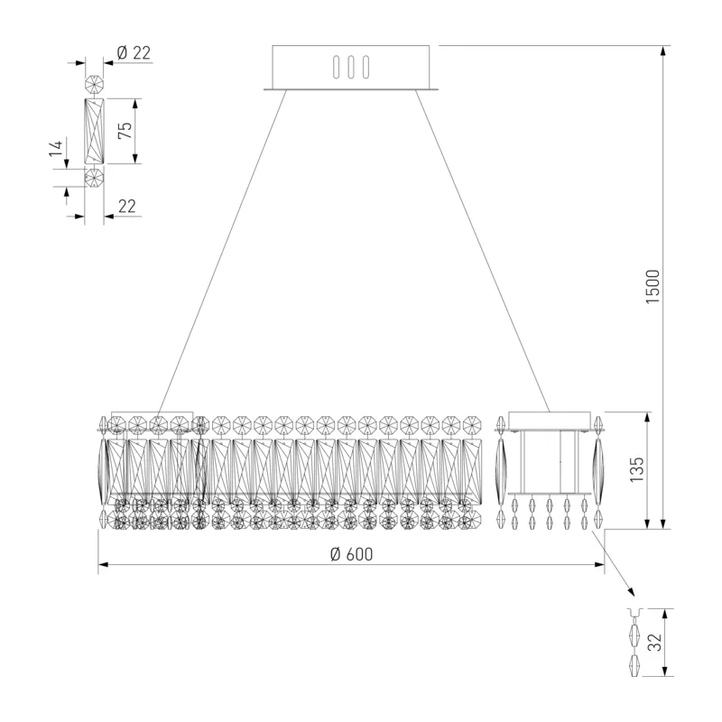 Люстра хрустальная светодиодная 101007 LED Eurosvet 6