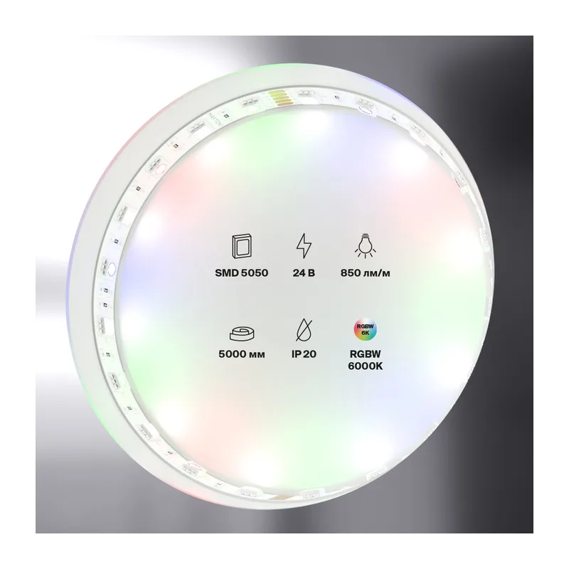 Светодиодная лента 24В 5050 14,4Вт/м Цветная (RGB) + 6000K 5м IP20 Maytoni 10178 4