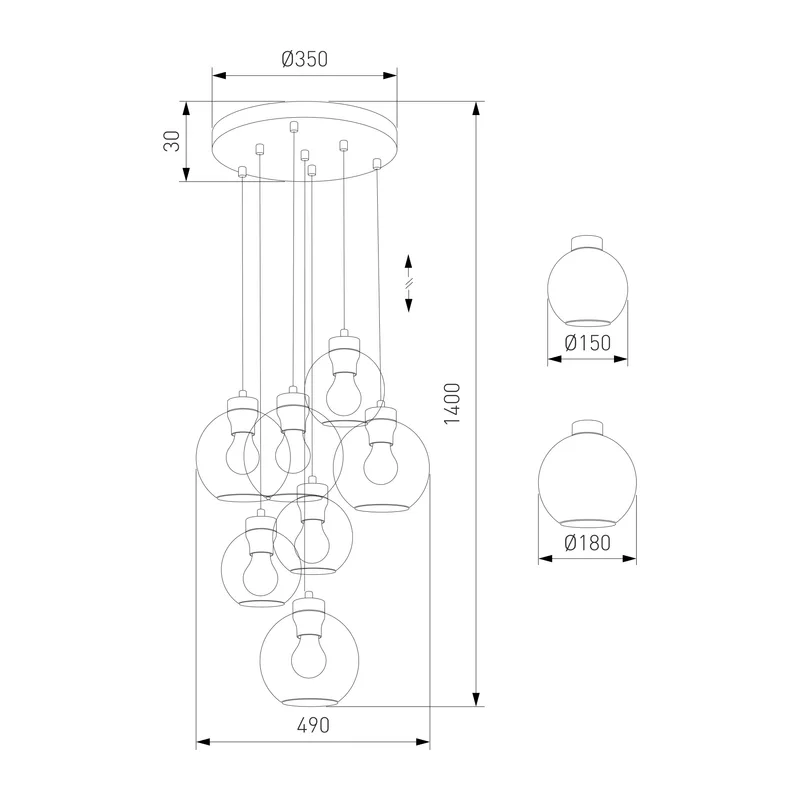 Подвесной светильник со стеклянными плафонами 10207 Cubus TK Lighting 4