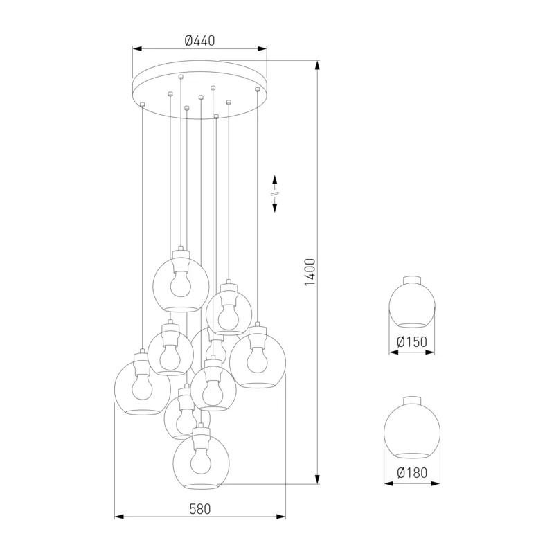 Подвесной светильник со стеклянными плафонами 10208 Cubus TK Lighting 5