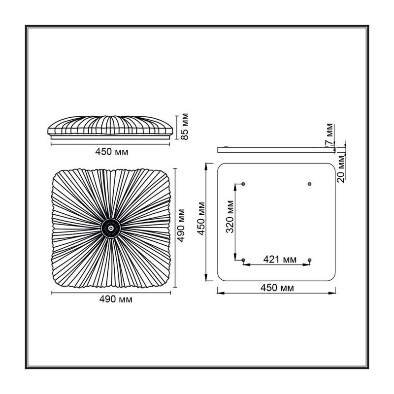 7730/72L PIKO LED SN 000 Светильник металл/пластик/белый/прозрачный LED 72Вт 3000-6000K 490х490 IP20 пульт ДУ FORTUNA 2