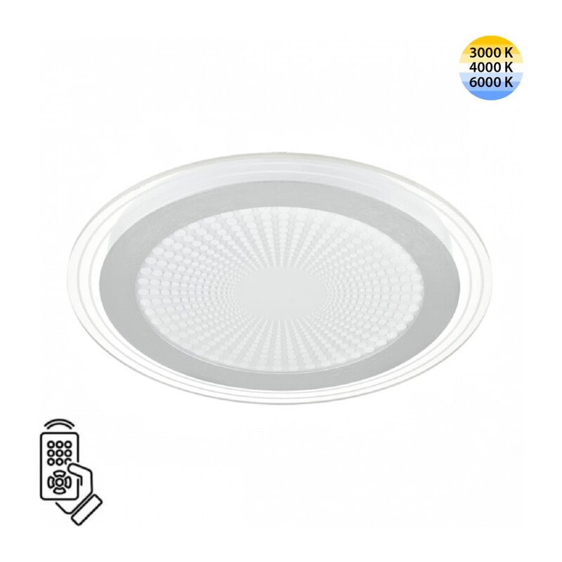 7739/80L MITRA LED SN 603 Светильник металл/акрил/белый/серебряный/прозрачный LED 80Вт 3000-6500К D480 IP20 пульт ДУ PROMISE 5