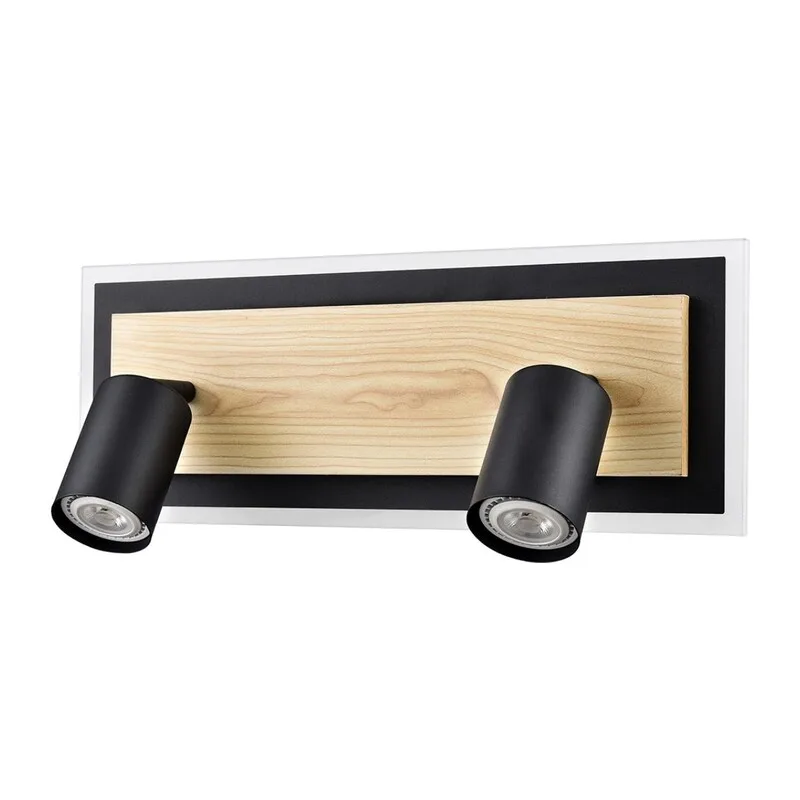 8025/19WL LEDIO LN24 000 черный/дерево, металл/МДФ Настенный светильник GU10 LED 2*10W + LED 19W 4000K 220V PINE