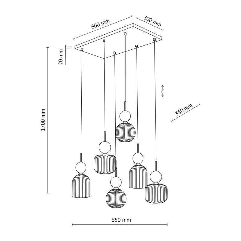 Подвесной светильник с плафоном из фактурного стекла 11044 Sophia Cognac TK Lighting 5