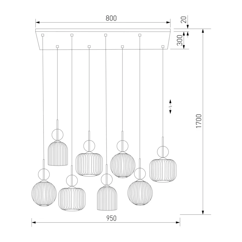 Подвесной светильник со стеклянными плафонами 11045 Sophia Cognac TK Lighting 2