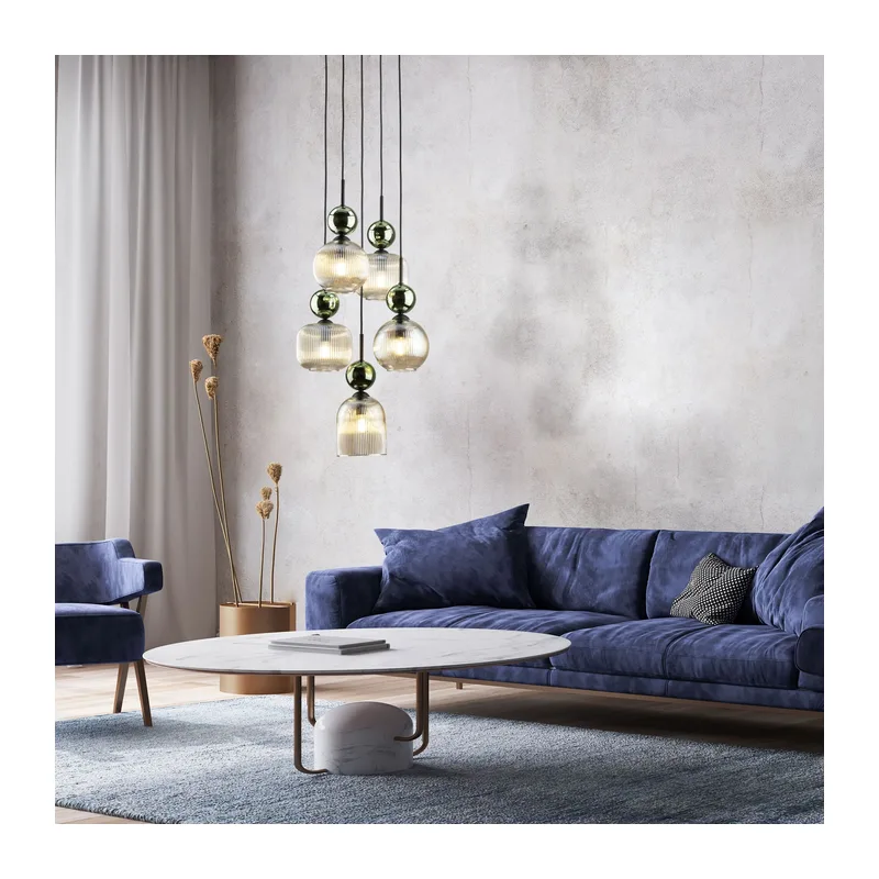 Подвесной светильник со стеклянными плафонами 11149 Sophia Green Cognac TK Lighting 2