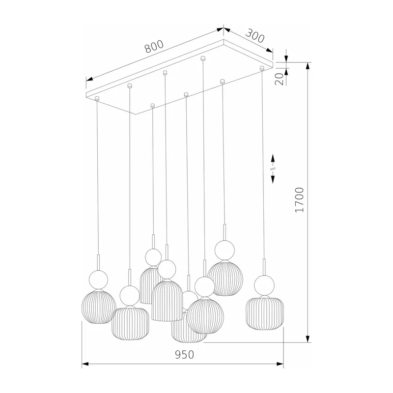 Подвесной светильник со стеклянными плафонами 11151 Sophia Green Cognac TK Lighting 3