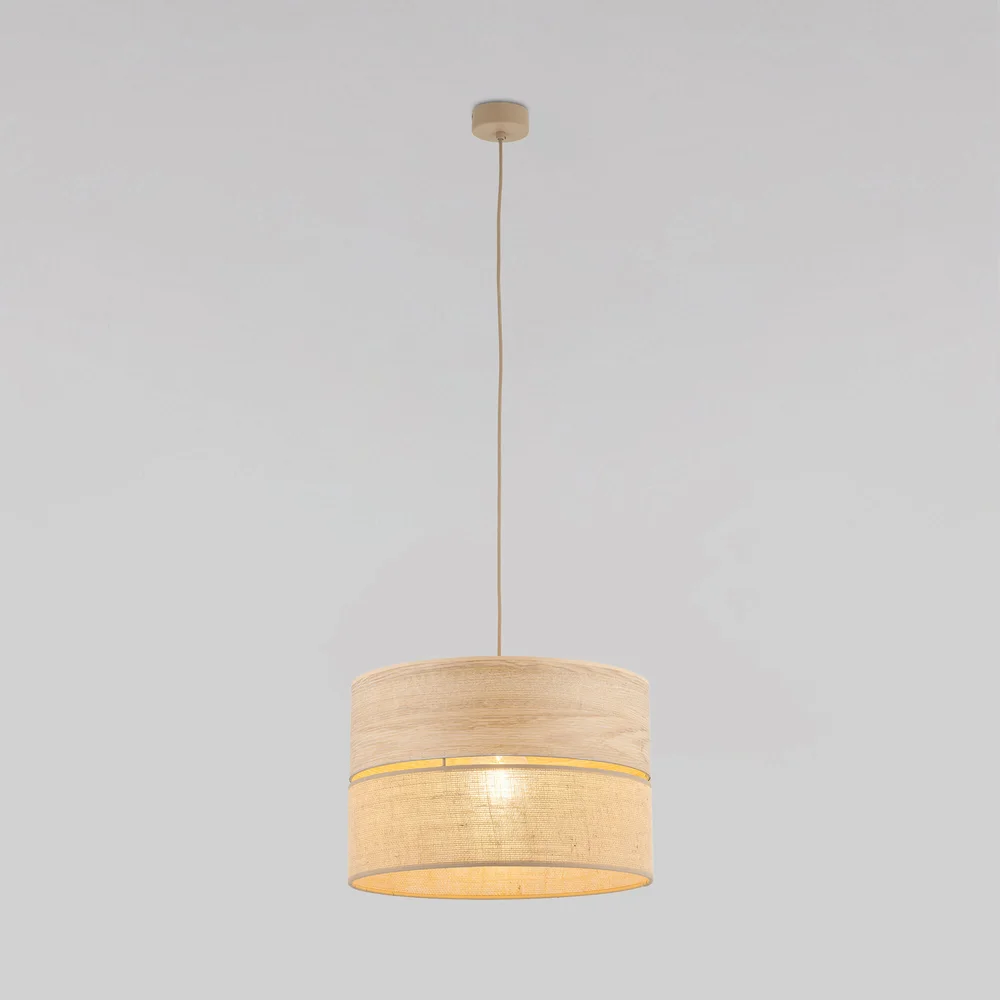Подвесной светильник с плафоном из натурального дерева и джута 11786 TK Lighting