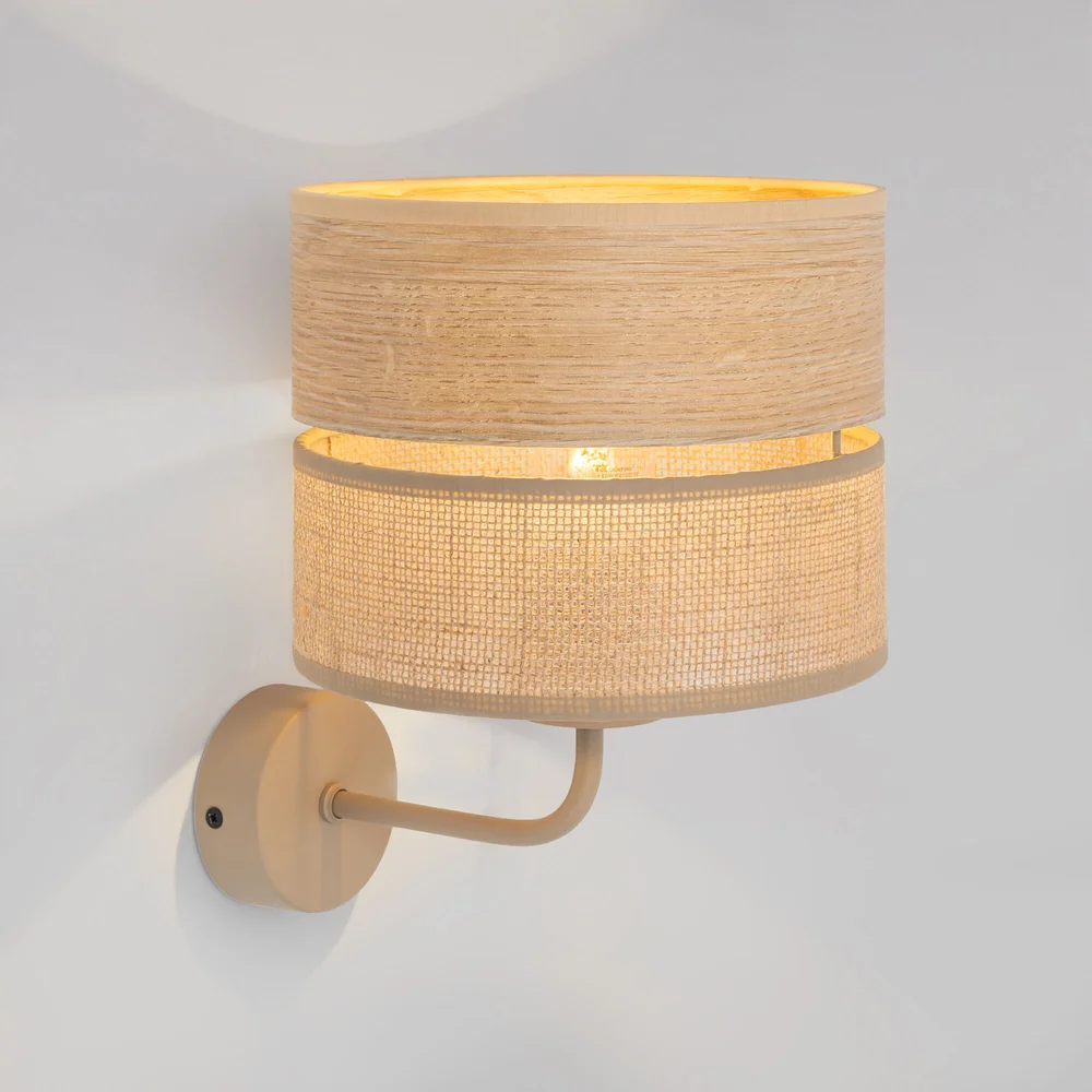 Настенный светильник с плафоном из натурального дерева и ткани 11788 TK Lighting