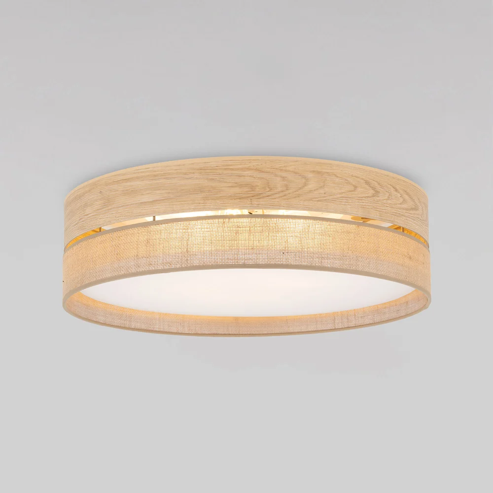 Потолочный светильник с абажуром из натурального дерева и ткани 11791 TK Lighting