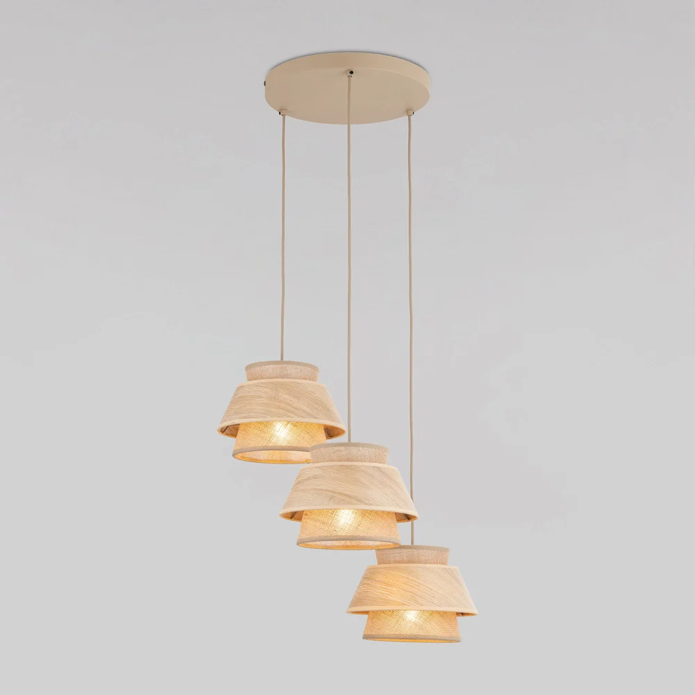 Подвесной светильник с плафоном из натурального дерева и ткани 11808 TK Lighting