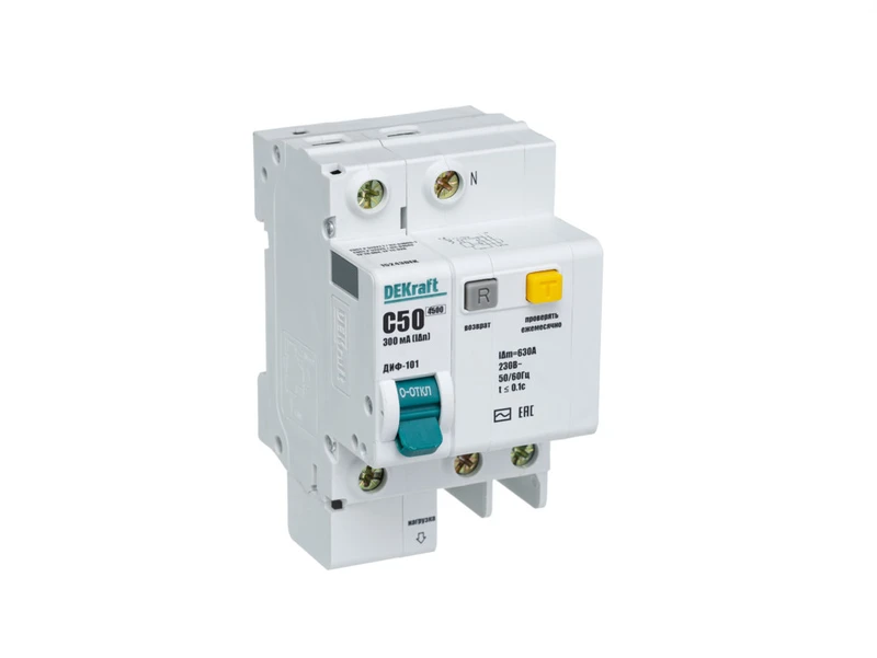 Авт. выкл. диф. тока (АВДТ) ДИФ-101 1P+N 50А C тип AC 230В 300мА 4.5кА 2