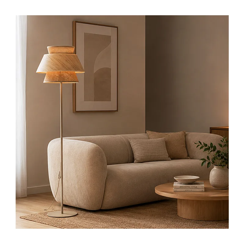 Напольный светильник с абажуром из натурального дерева и ткани 16225 TK Lighting 5