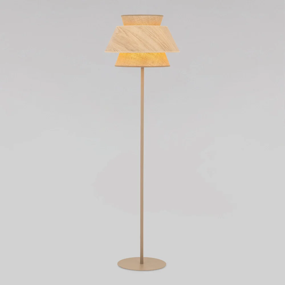 Напольный светильник с абажуром из натурального дерева и ткани 16225 TK Lighting