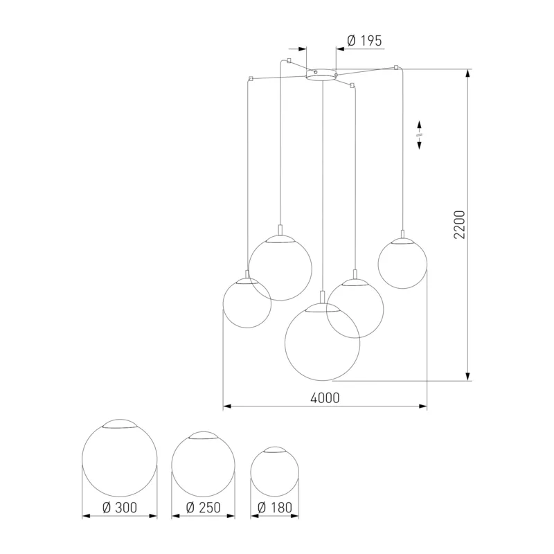 Подвесной светильник со стеклянными плафонами 4791 Esme TK Lighting 4