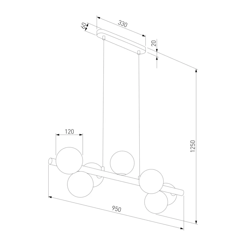 Подвесной светильник со стеклянными плафонами 5905 Estera Wood TK Lighting 5