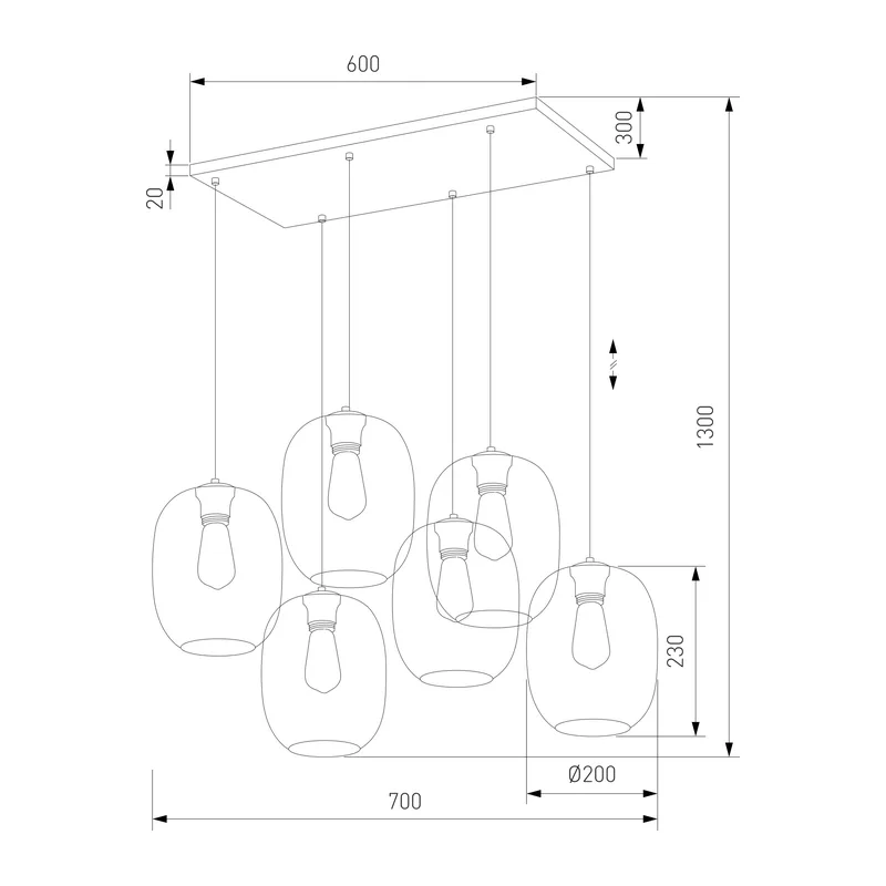 Подвесной светильник со стеклянными плафонами 5974 Elio TK Lighting 4
