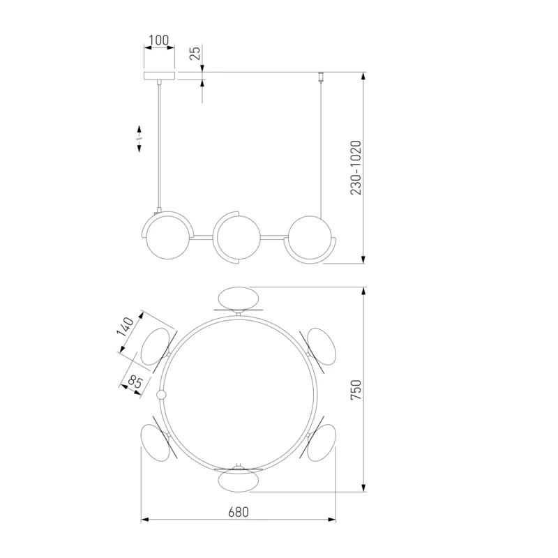 Умный подвесной светильник 70150/6 черный/латунь Smart Eurosvet 4