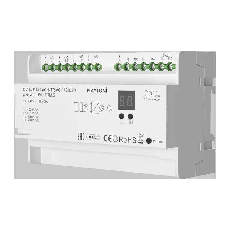 Диммер DALI DT6 четырёхканальный TRIAC 230В DIN 800Вт Maytoni 721020 2