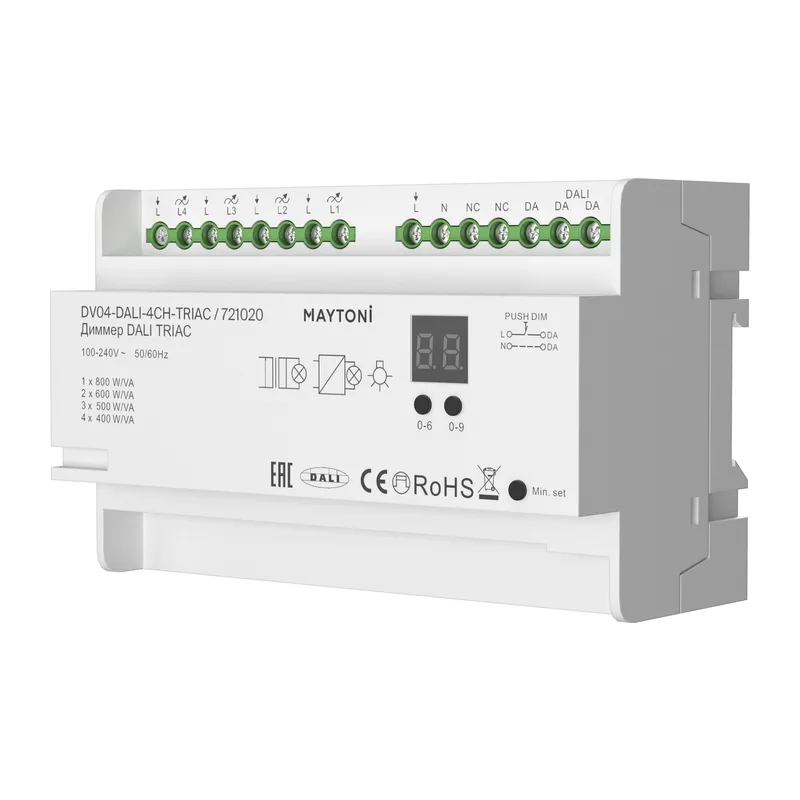 Диммер DALI DT6 четырёхканальный TRIAC 230В DIN 800Вт Maytoni 721020