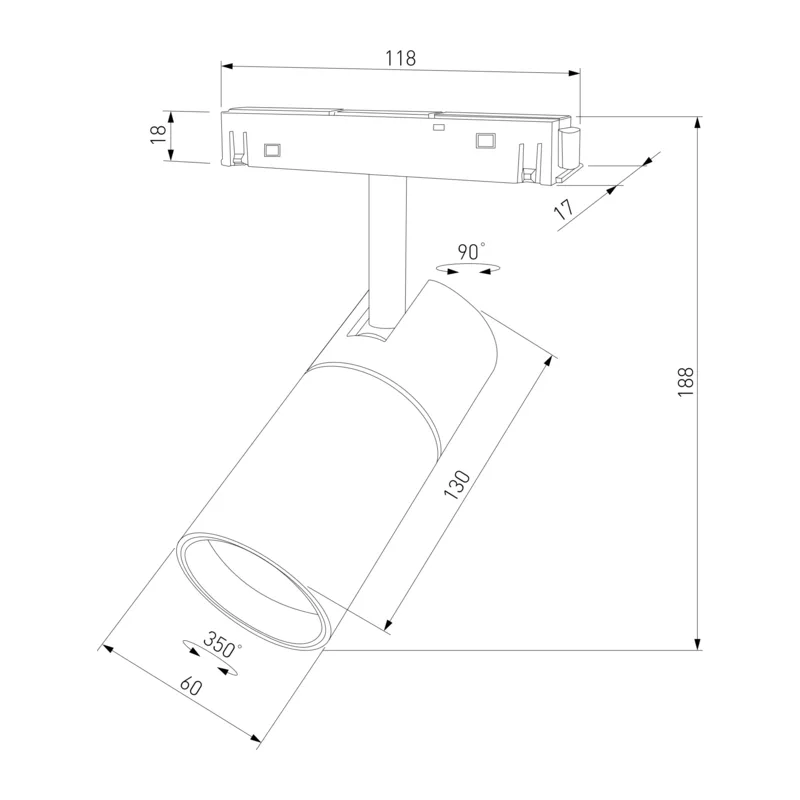 Slim Magnetic Трековый светильник с инновационной антибликовой решеткой 13W 4000K Kars черный 85524/01 Elektrostandard 8