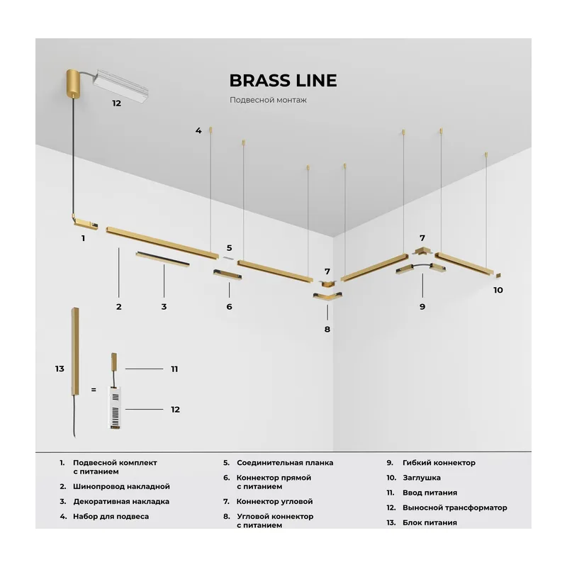 Brass Line Трековый светильник 20W 3000K латунь 85529/01 Elektrostandard 4