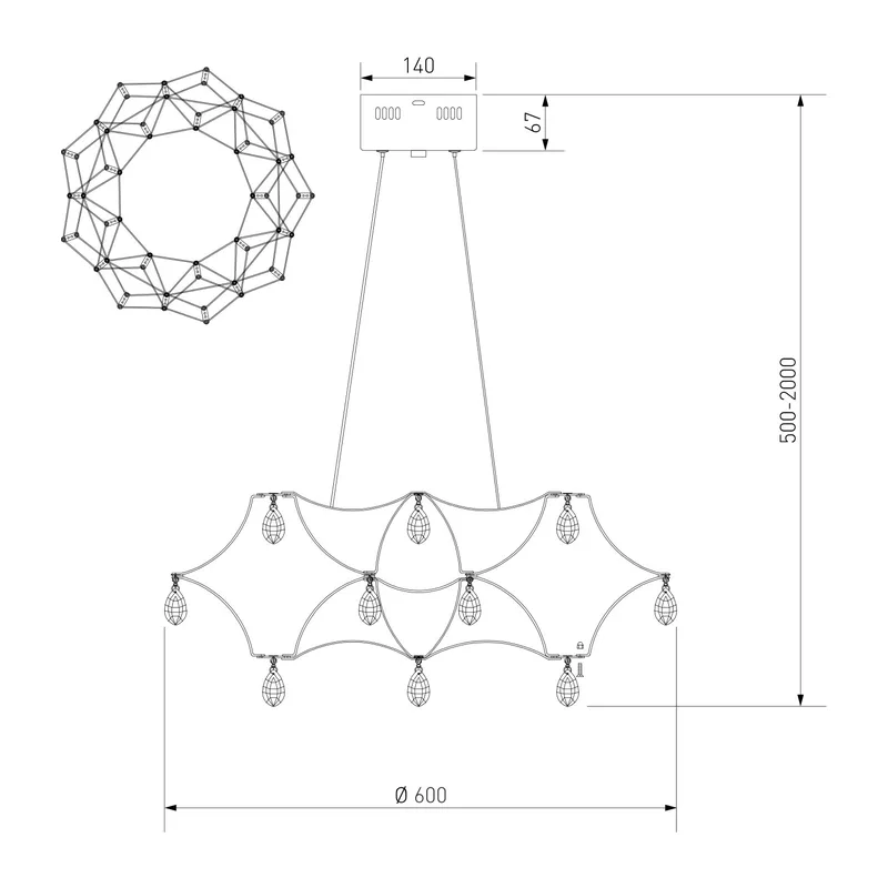 Подвесная светодиодная люстра с пультом управления 90401 LED Bogate's 6