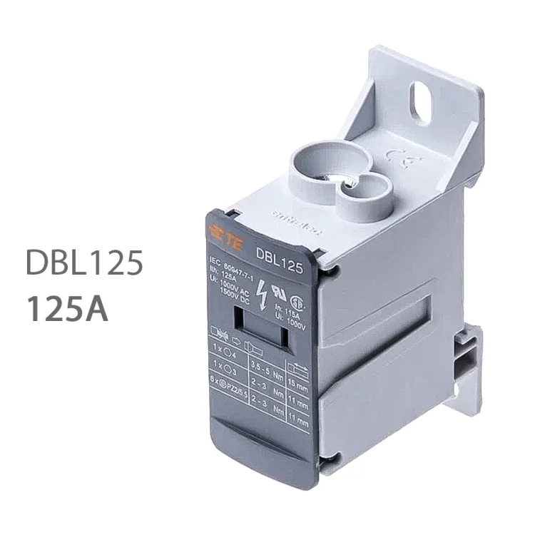 Распределительный блок DBL125 1 полюс 125А 1 шина на 8 присоединений 1SNL312510R0000 (Tyco, TE Connectivity)