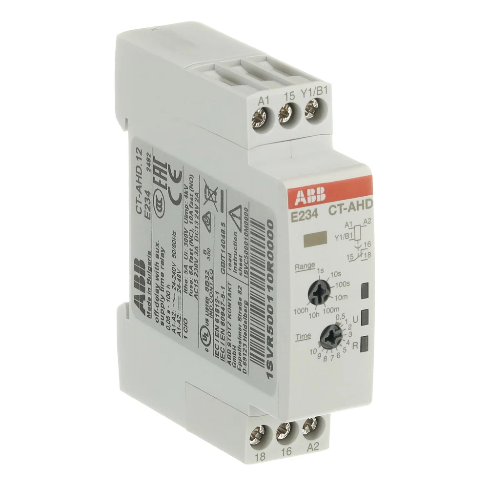 ABB Реле времени CT-AHD.12 24-48В DC 24-240В AC (0.05с-100ч) 1ПК (1SVR500110R0000)