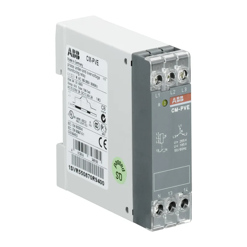 ABB CM-PVE Реле контроля напряжения (контроль 1,3 фаз) (контроль Umin/max с нейтралью L-N 185..265В AC )